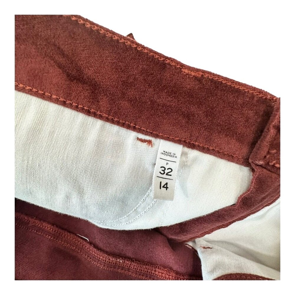 LOFT Red Maroon Burgundy Velvet Pant Women SZ 14/32 Petite-Modern Skinny - Picture 7 of 16